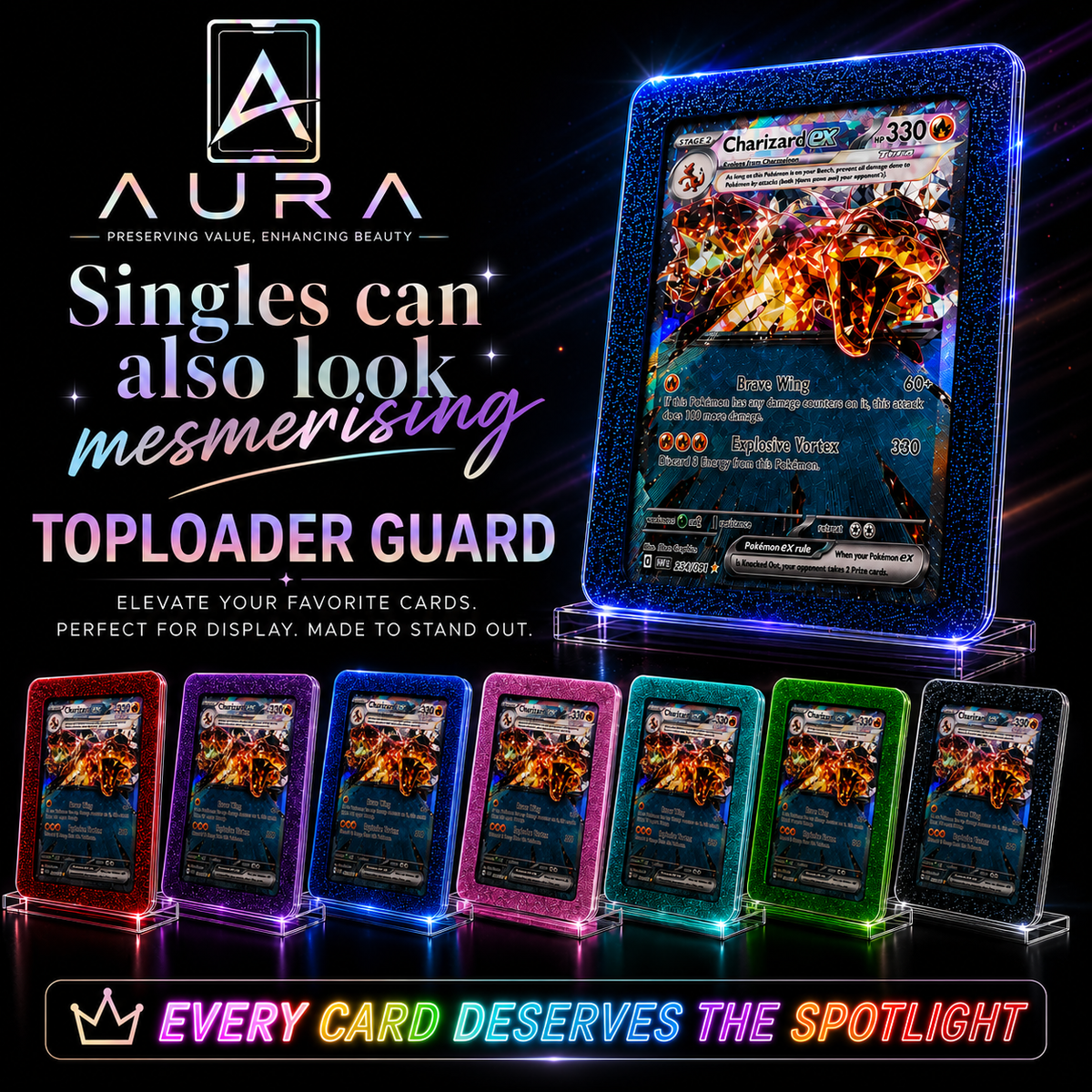 AURA Toploader Guard - Premium Glitter Card Protector