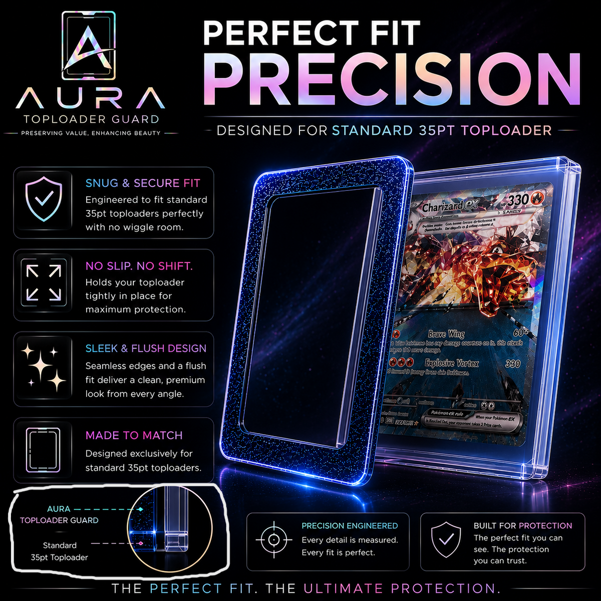 AURA Toploader Guard - Premium Glitter Card Protector